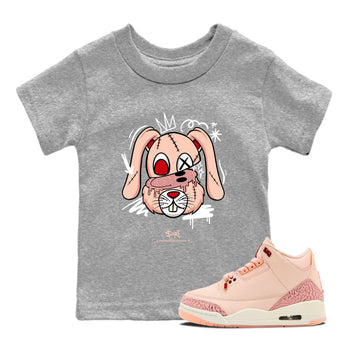 3s Valentines Day tee to match jordans Crazy Bunny sneaker match tees Air Jordan 3 "Treat Yourself" Washed Coral special Valentine's Day Gift SNRT Sneaker Tees Youth Baby Heather Grey 1 tee