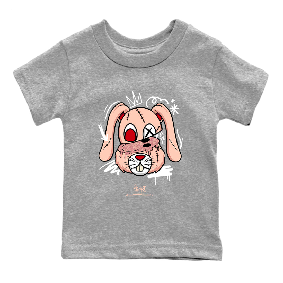 3s Valentines Day tee to match jordans Crazy Bunny sneaker match tees Air Jordan 3 "Treat Yourself" Washed Coral special Valentine's Day Gift SNRT Sneaker Tees Youth Baby Heather Grey 2 tee