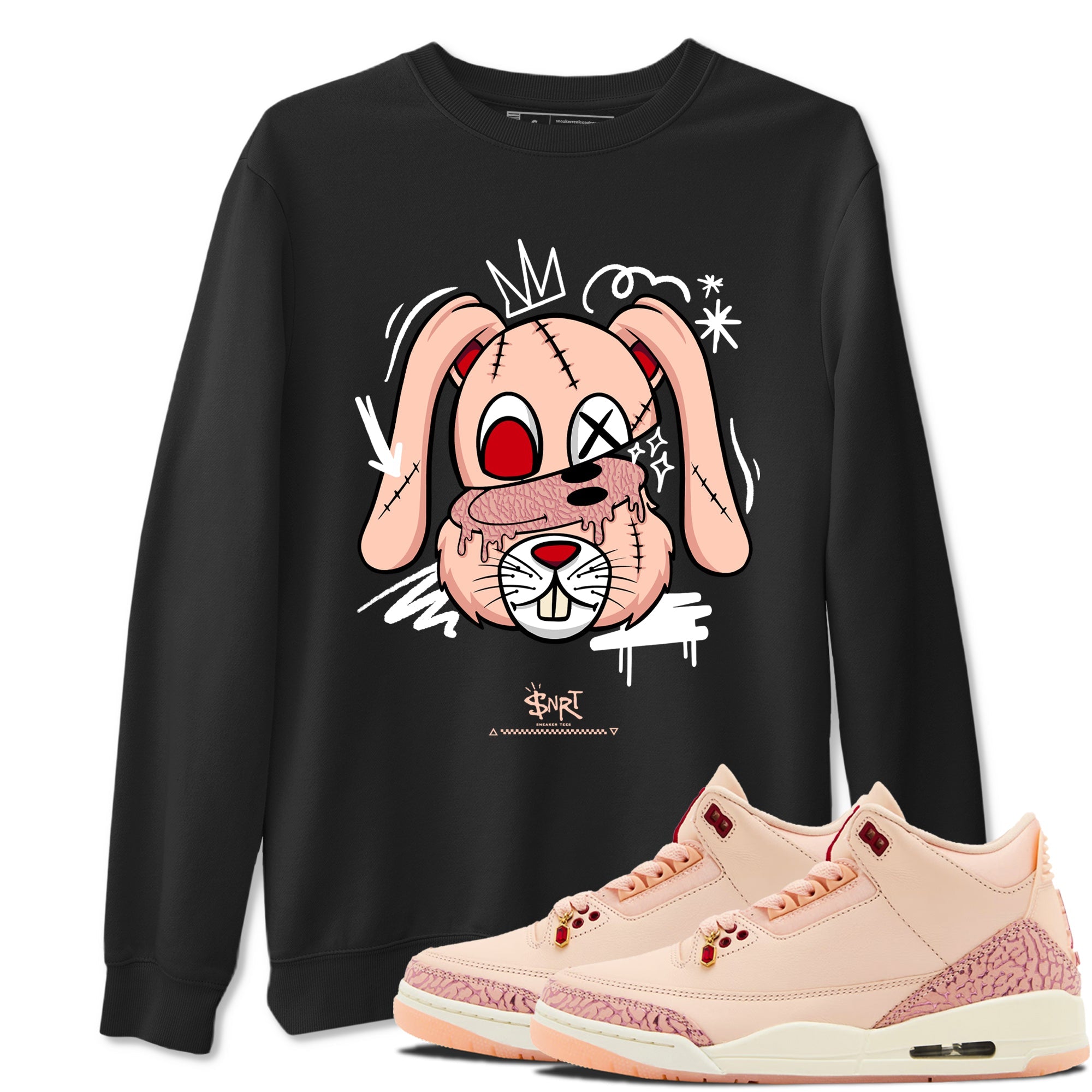 3s Valentines Day tee to match jordans Crazy Bunny sneaker match tees Air Jordan 3 "Treat Yourself" Washed Coral special Valentine's Day Gift SNRT Sneaker Tees Graphic Tee Black 1 shirts