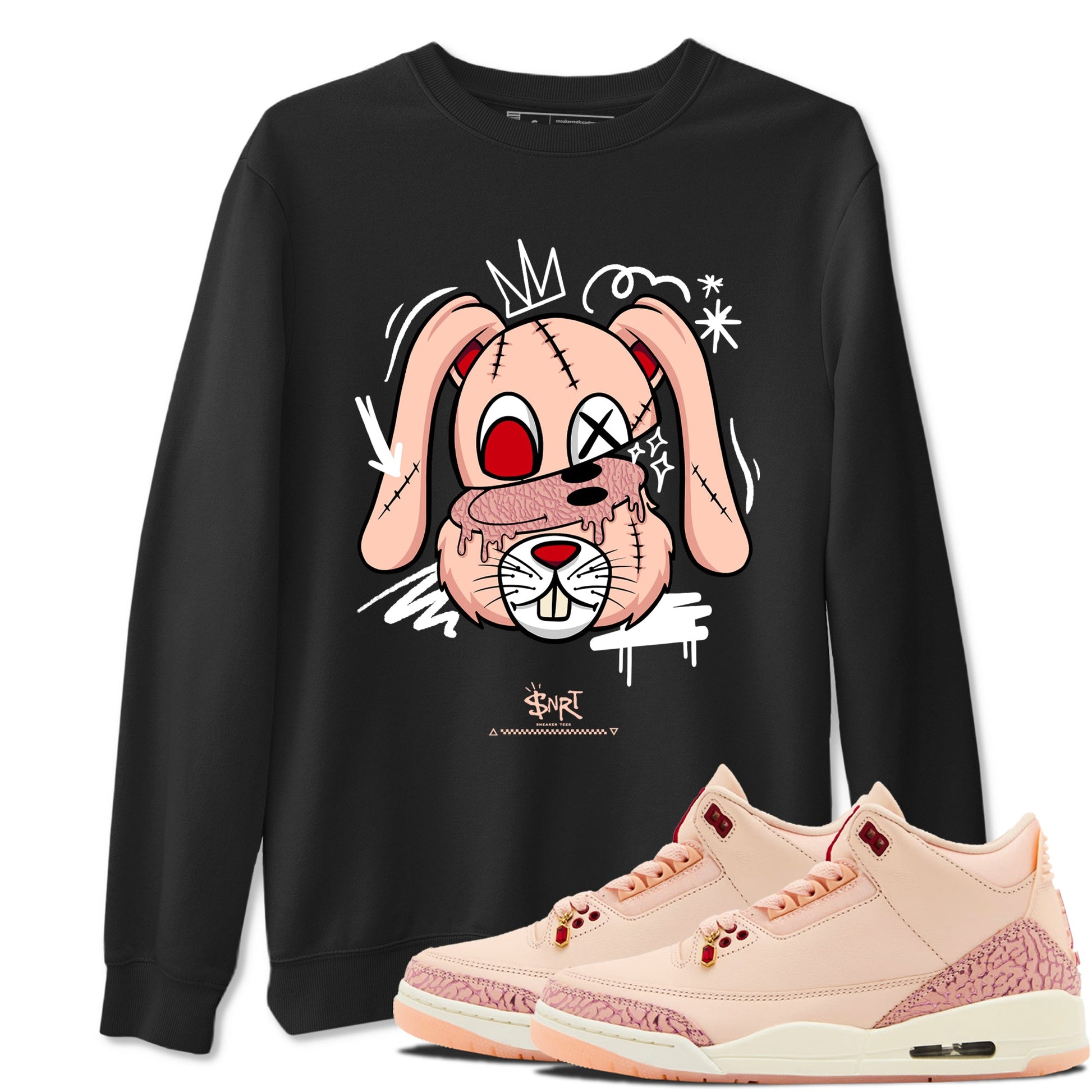 3s Valentines Day tee to match jordans Crazy Bunny sneaker match tees Air Jordan 3 "Treat Yourself" Washed Coral special Valentine's Day Gift SNRT Sneaker Tees Graphic Tee Black 1 shirts