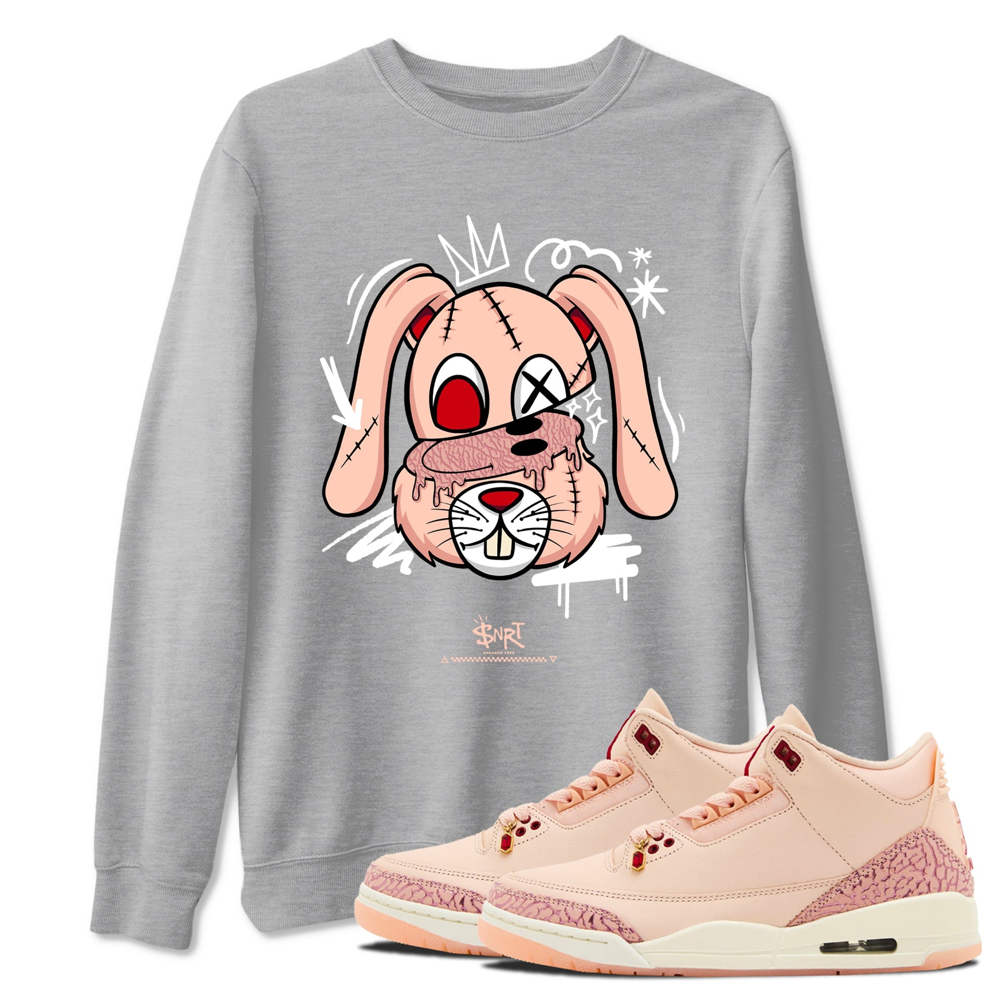 3s Valentines Day tee to match jordans Crazy Bunny sneaker match tees Air Jordan 3 "Treat Yourself" Washed Coral special Valentine's Day Gift SNRT Sneaker Tees Graphic Tee Heather Grey 1 shirts
