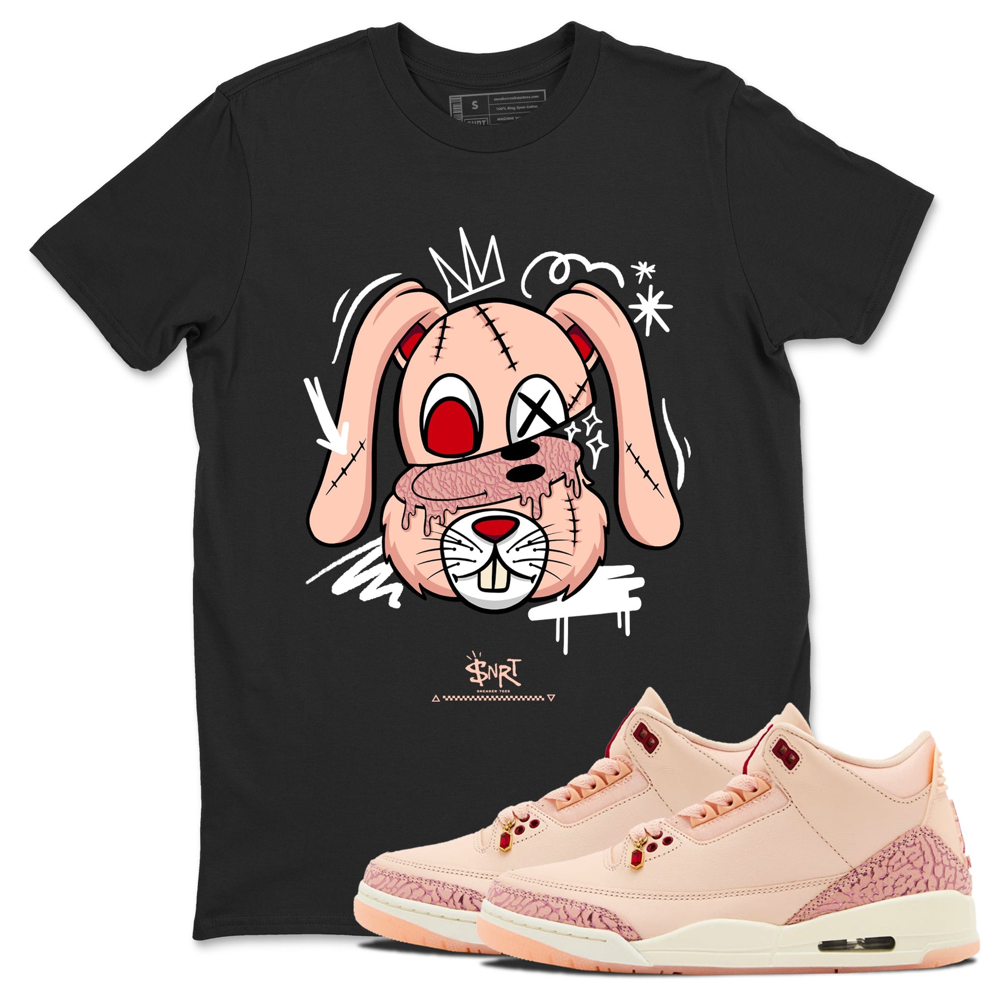 3s Valentines Day tee to match jordans Crazy Bunny sneaker match tees Air Jordan 3 "Treat Yourself" Washed Coral special Valentine's Day Gift SNRT Sneaker Tees Graphic Tee Black 1 shirts