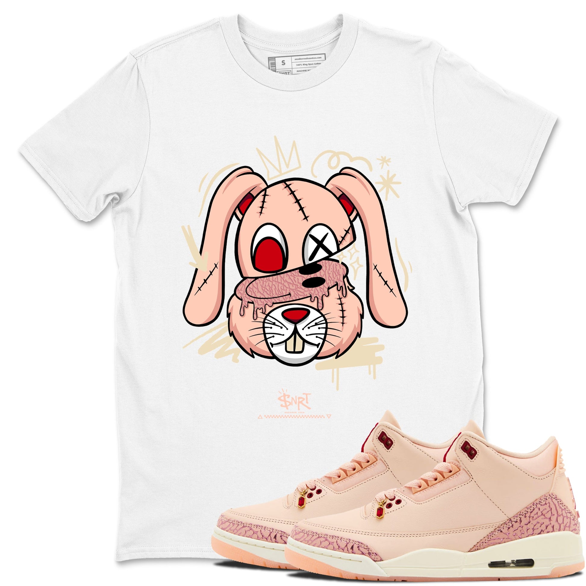 3s Valentines Day tee to match jordans Crazy Bunny sneaker match tees Air Jordan 3 "Treat Yourself" Washed Coral special Valentine's Day Gift SNRT Sneaker Tees Graphic Tee White 1 shirts