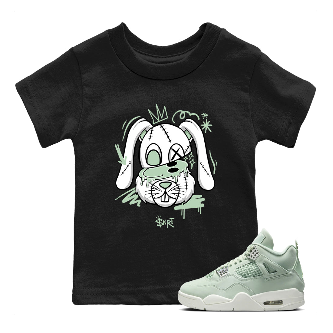 4s seafoam shirts to match jordans Crazy Bunny sneaker match tees Air Jordan 4 Abundance match shoes to clothes SNRT Sneaker Tees Youth Baby Black 1 tee