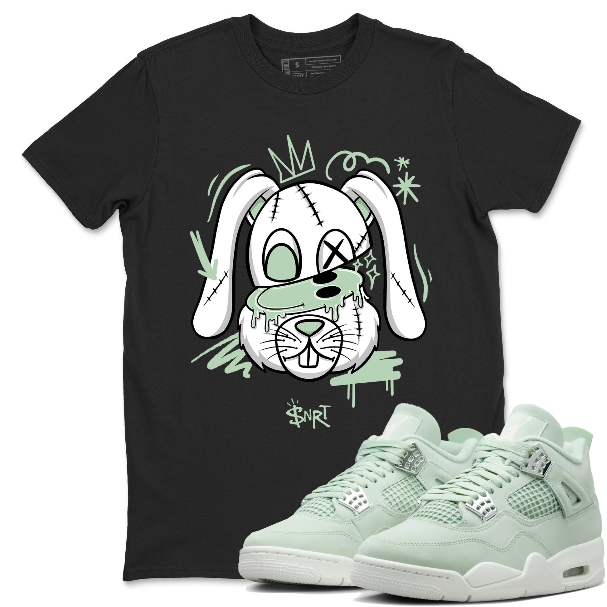 4s seafoam shirts to match jordans Crazy Bunny sneaker match tees Air Jordan 4 Abundance match shoes to clothes SNRT Sneaker Tees unisex cotton Black 1 shirts
