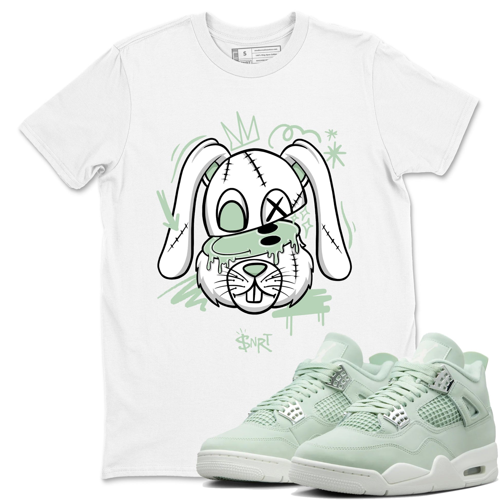 4s seafoam shirts to match jordans Crazy Bunny sneaker match tees Air Jordan 4 Abundance match shoes to clothes SNRT Sneaker Tees unisex cotton White 1 shirts