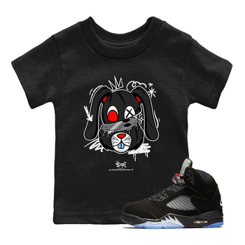 5s Black Metallic Reimagined shirts to match jordans Crazy Bunny sneaker match tees Air Jordan 5 OG Reimagined match shoes to clothes SNRT Sneaker Tees Youth Baby Black 1 tee