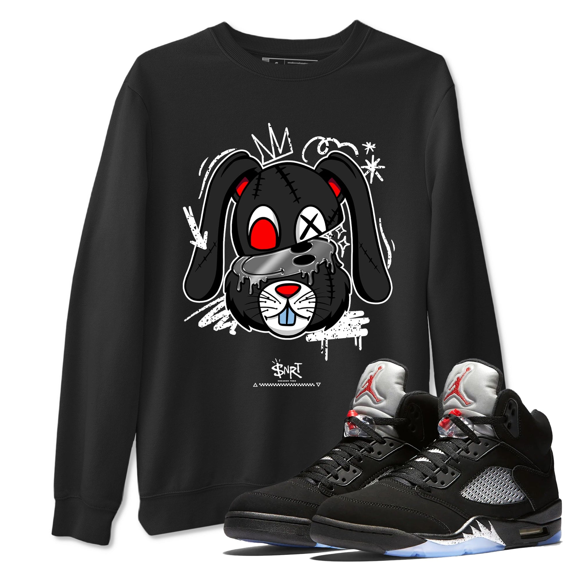 5s Black Metallic Reimagined shirts to match jordans Crazy Bunny sneaker match tees Air Jordan 5 OG Reimagined match shoes to clothes SNRT Sneaker Tees unisex cotton Black 1 shirts