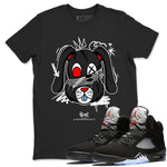 5s Black Metallic Reimagined shirts to match jordans Crazy Bunny sneaker match tees Air Jordan 5 OG Reimagined match shoes to clothes SNRT Sneaker Tees unisex cotton Black 1 shirts