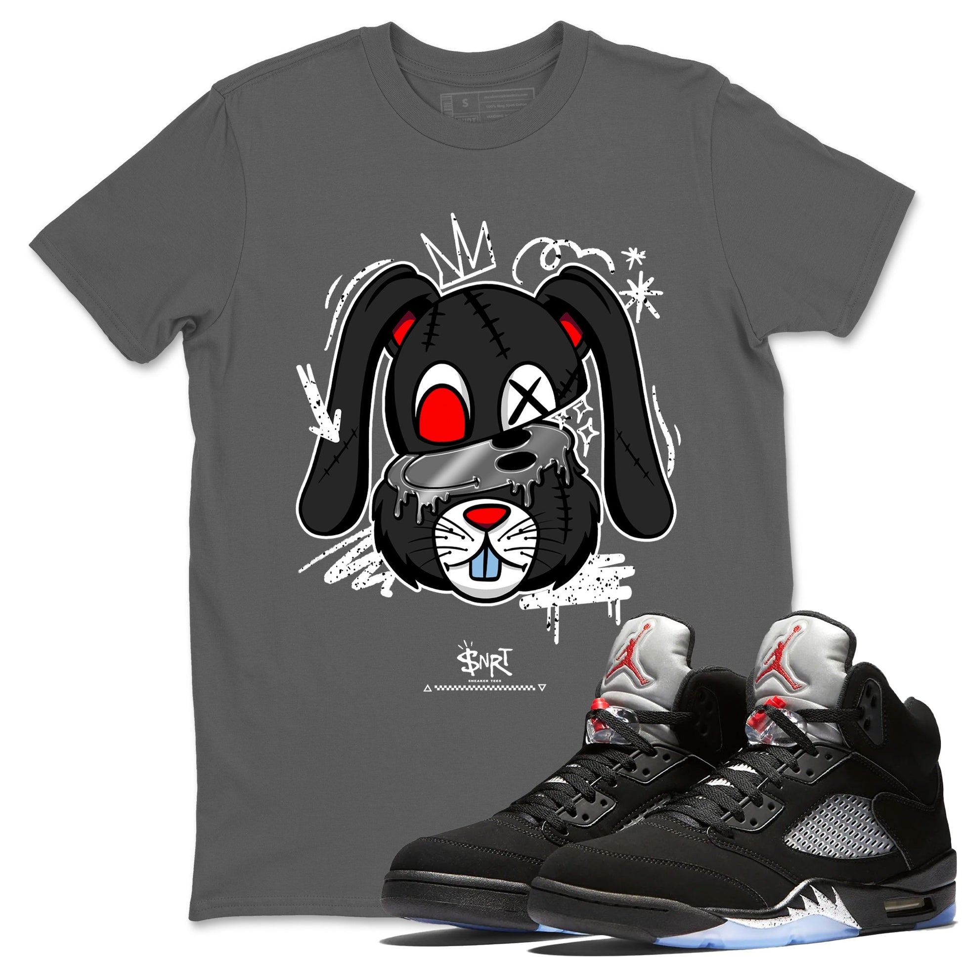 5s Black Metallic Reimagined shirts to match jordans Crazy Bunny sneaker match tees Air Jordan 5 OG Reimagined match shoes to clothes SNRT Sneaker Tees unisex cotton Cool Grey 1 shirts