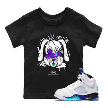5s Grape shirts to match jordans Crazy Bunny sneaker match tees Air Jordan 5 Retro Grape match shoes to clothes SNRT Sneaker Tees Youth Baby Black 1 tee