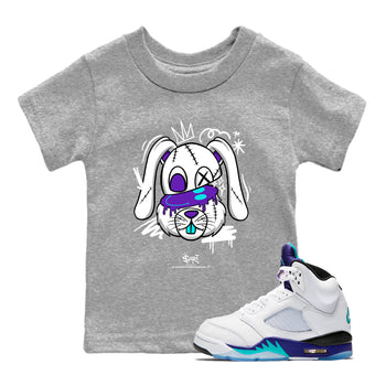 5s Grape shirts to match jordans Crazy Bunny sneaker match tees Air Jordan 5 Retro Grape match shoes to clothes SNRT Sneaker Tees Youth Baby Heather Grey 1 tee