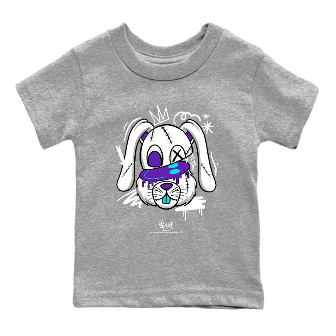 5s Grape shirts to match jordans Crazy Bunny sneaker match tees Air Jordan 5 Retro Grape match shoes to clothes SNRT Sneaker Tees Youth Baby Heather Grey 2 tee