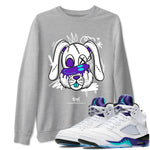 5s Grape shirts to match jordans Crazy Bunny sneaker match tees Air Jordan 5 Retro Grape match shoes to clothes SNRT Sneaker Tees unisex cotton Heather Grey 1 shirts