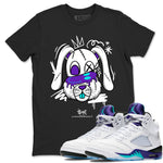 5s Grape shirts to match jordans Crazy Bunny sneaker match tees Air Jordan 5 Retro Grape match shoes to clothes SNRT Sneaker Tees unisex cotton Black 1 shirts