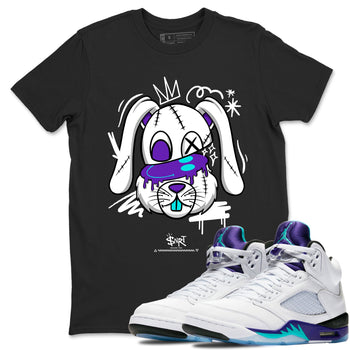 5s Grape shirts to match jordans Crazy Bunny sneaker match tees Air Jordan 5 Retro Grape match shoes to clothes SNRT Sneaker Tees unisex cotton Black 1 shirts