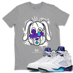 5s Grape shirts to match jordans Crazy Bunny sneaker match tees Air Jordan 5 Retro Grape match shoes to clothes SNRT Sneaker Tees unisex cotton Heather Grey 1 shirts