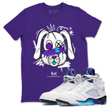 5s Grape shirts to match jordans Crazy Bunny sneaker match tees Air Jordan 5 Retro Grape match shoes to clothes SNRT Sneaker Tees unisex cotton Purple 1 shirts