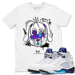 5s Grape shirts to match jordans Crazy Bunny sneaker match tees Air Jordan 5 Retro Grape match shoes to clothes SNRT Sneaker Tees unisex cotton White 1 shirts