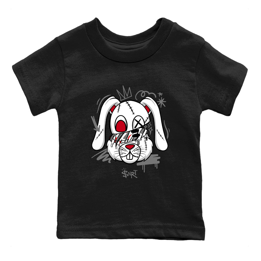 Sneaker Threads – Sneaker Tees To Match Air Jordan 8 Bunny – Crazy Bunny Youth Graphic Tee Black 2. Perfect for Jordan releases 2025 colorways.