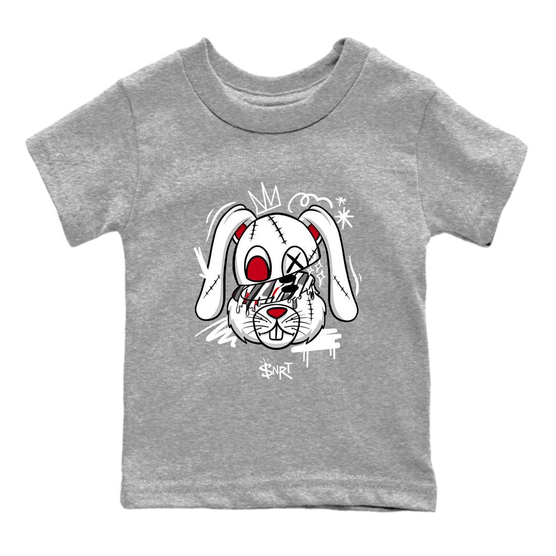 Sneaker Threads – Sneaker Tees To Match Air Jordan 8 Bunny – Crazy Bunny Youth Graphic Tee Heather Grey 2. Perfect for Jordan releases 2025 colorways.