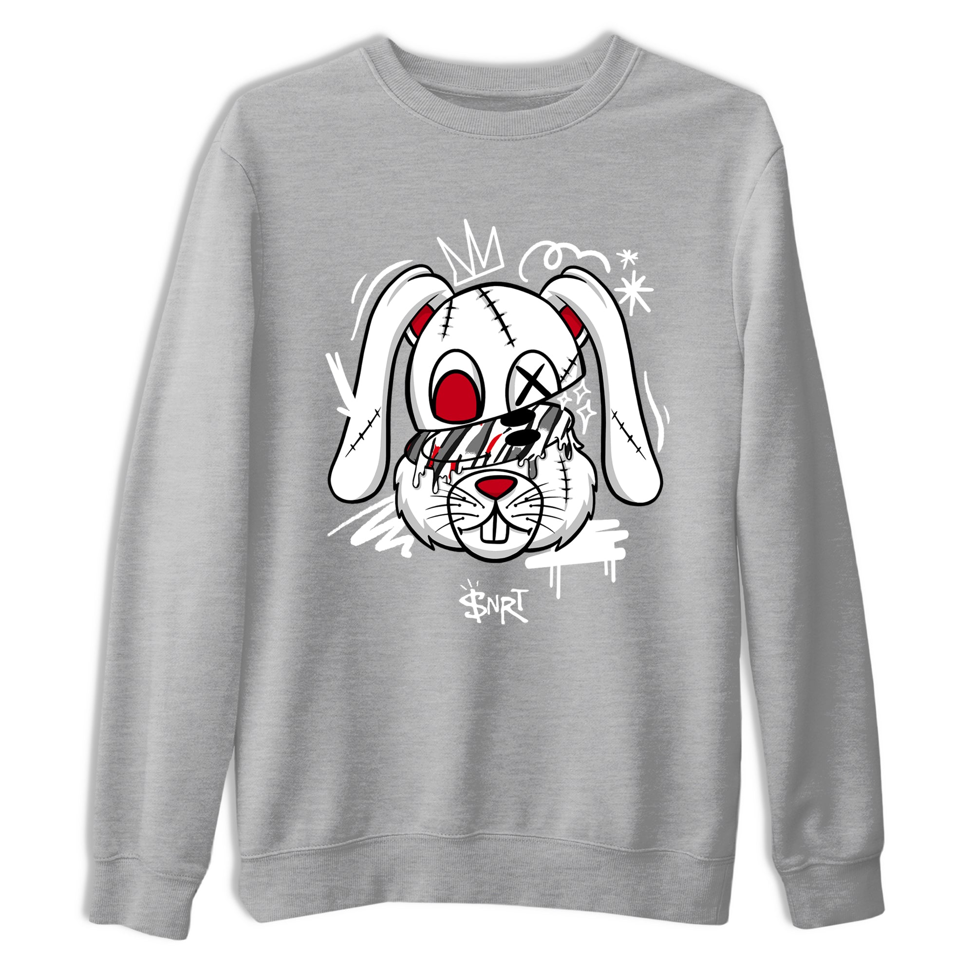 Sneaker Threads – Sneaker Tees To Match Air Jordan 8 Bunny – Crazy Bunny Graphic Tee Heather Grey 2. Perfect for Jordan releases 2025 colorways.