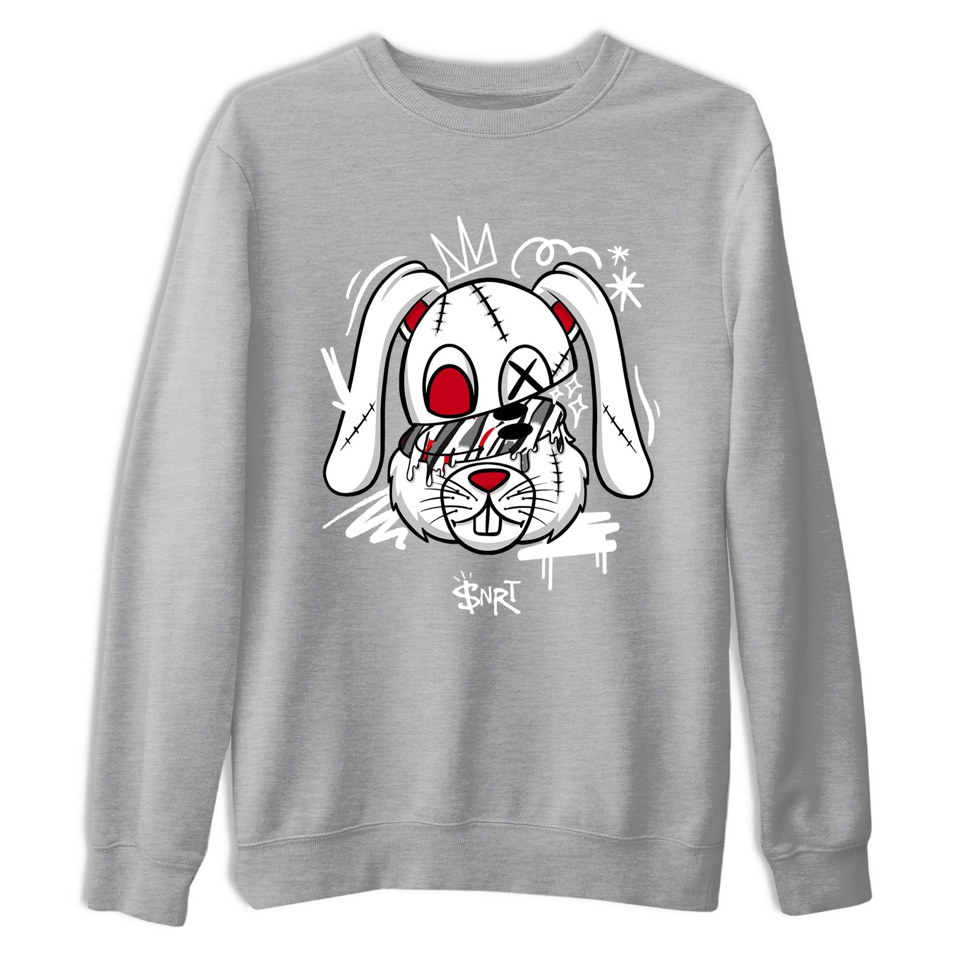 Sneaker Threads – Sneaker Tees To Match Air Jordan 8 Bunny – Crazy Bunny Graphic Tee Heather Grey 2. Perfect for Jordan releases 2025 colorways.