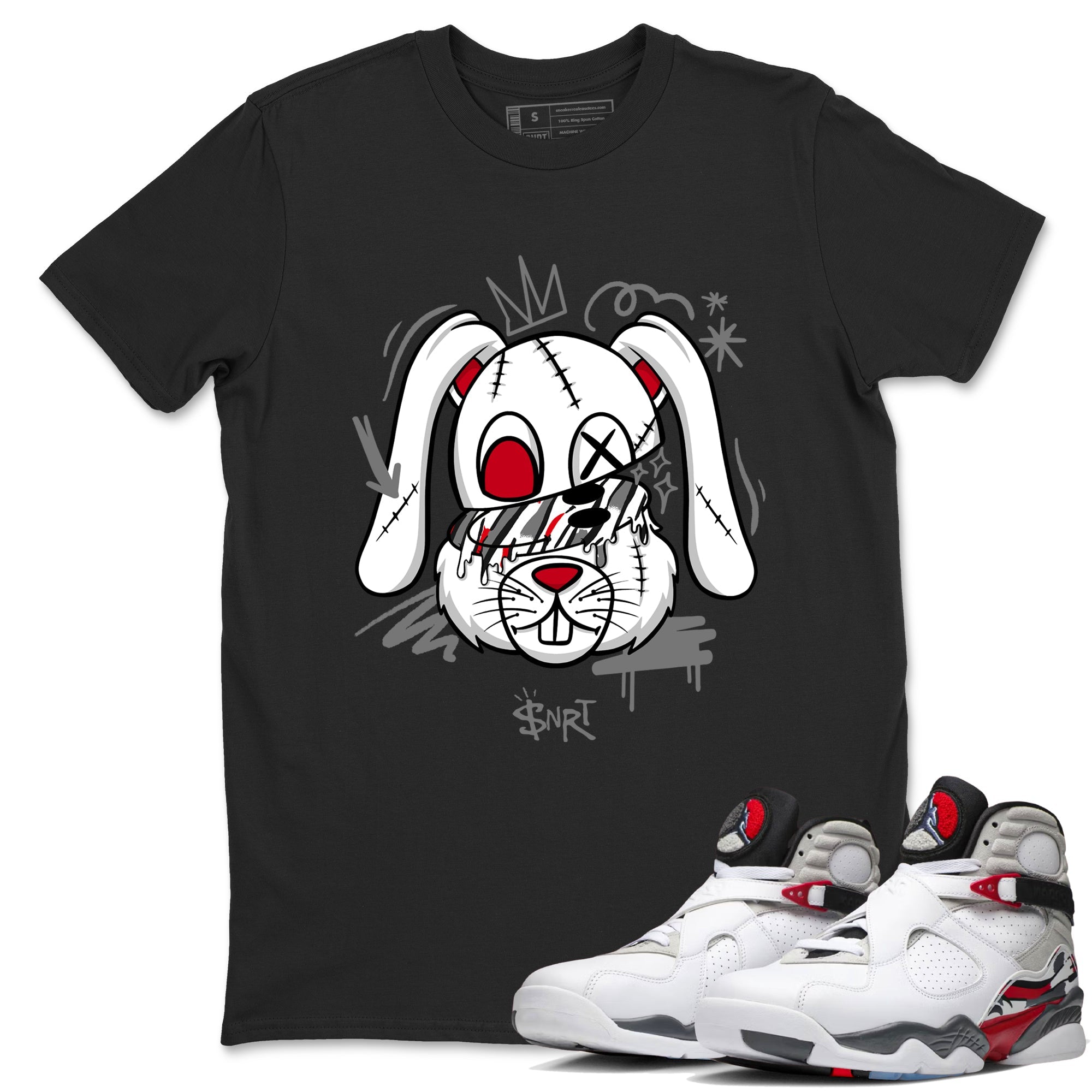 Sneaker Threads – Sneaker Tees To Match Air Jordan 8 Bunny – Crazy Bunny Graphic Tee Black 1. Perfect for Jordan releases 2025 colorways.