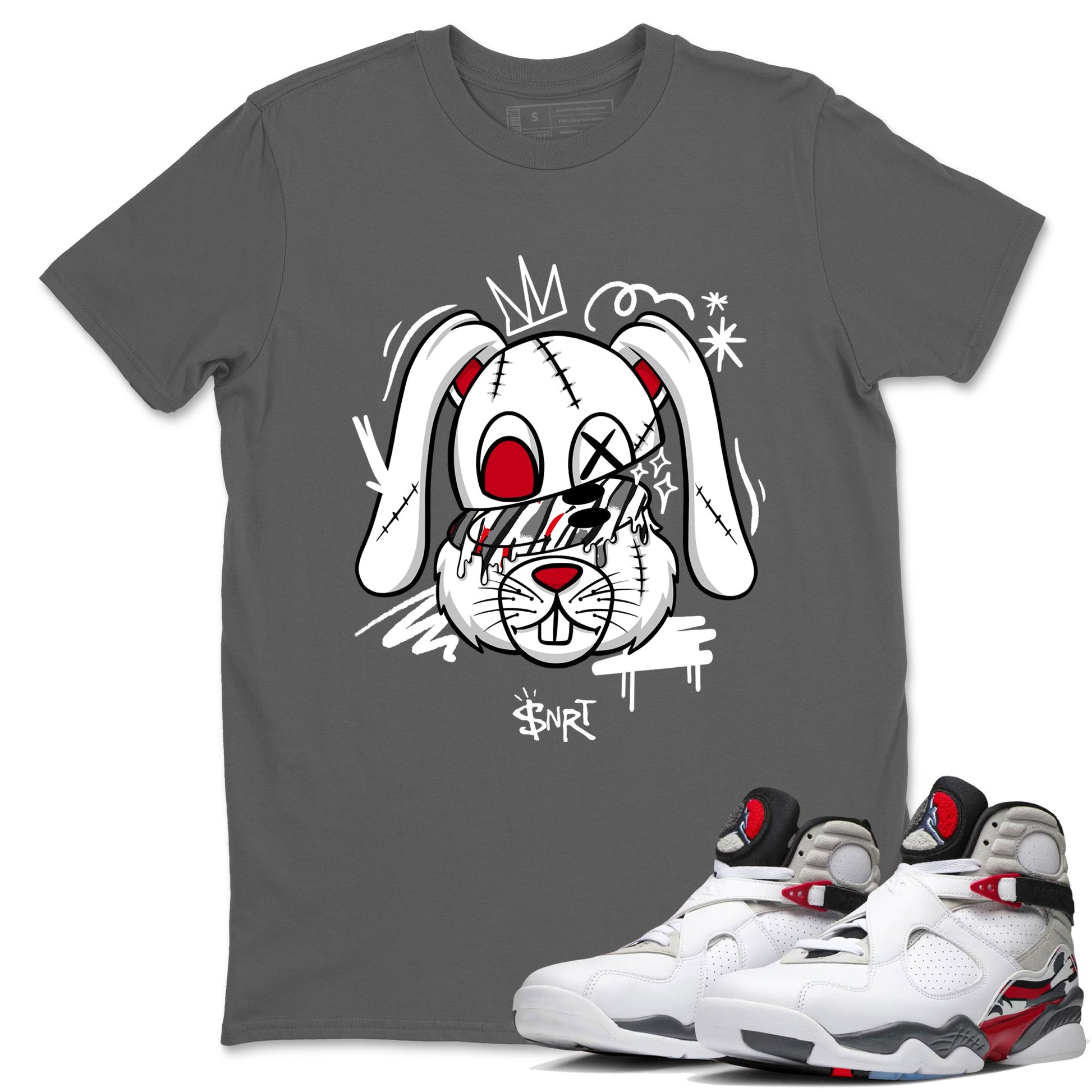 Sneaker Threads – Sneaker Tees To Match Air Jordan 8 Bunny – Crazy Bunny Graphic Tee Cool Grey 1. Perfect for Jordan releases 2025 colorways.
