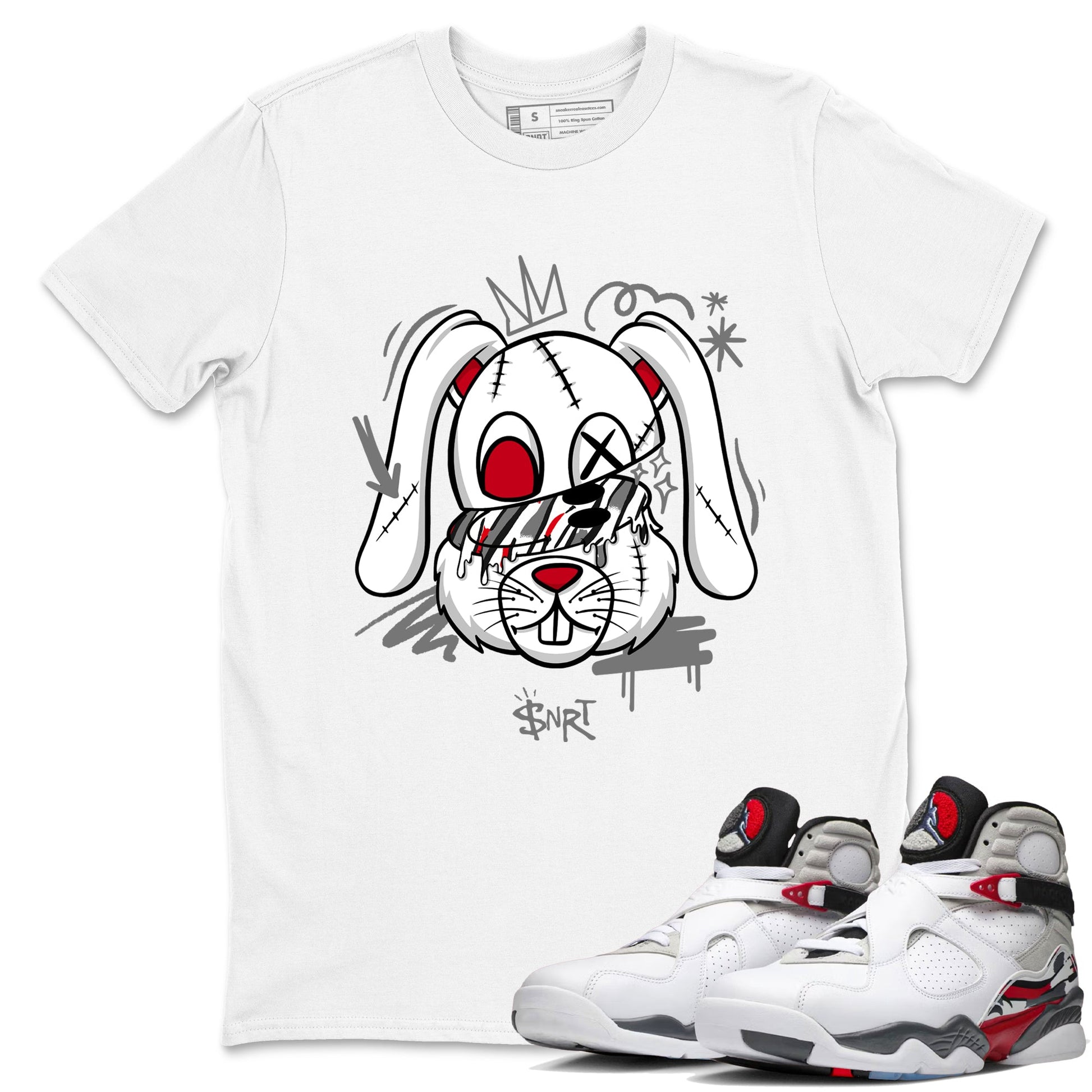 Sneaker Threads – Sneaker Tees To Match Air Jordan 8 Bunny – Crazy Bunny Graphic Tee White 1. Perfect for Jordan releases 2025 colorways.