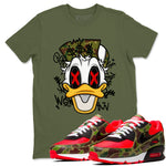 Air Max 90 Duck Camo shirts to match jordans Crazy Duck sneaker match tees Air Max 90 Reverse Duck Camo match shoes to clothes SNRT Sneaker Tees unisex cotton Military Green 1 shirts