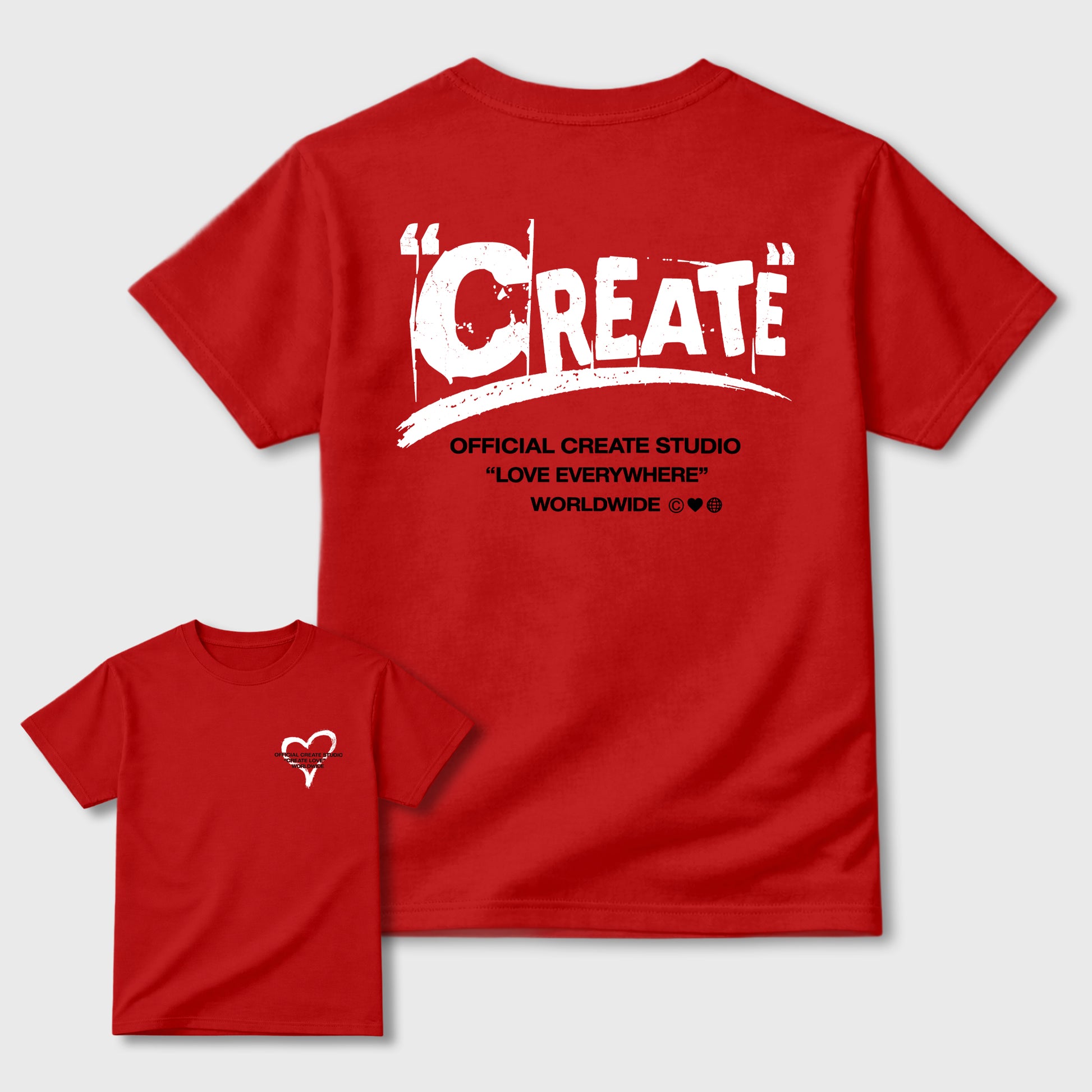 Create Love sneaker match t-shirt styled to complete your fit with the sneakers, shown in Red.