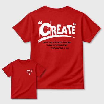 Create Love sneaker match t-shirt styled to complete your fit with the sneakers, shown in Red.