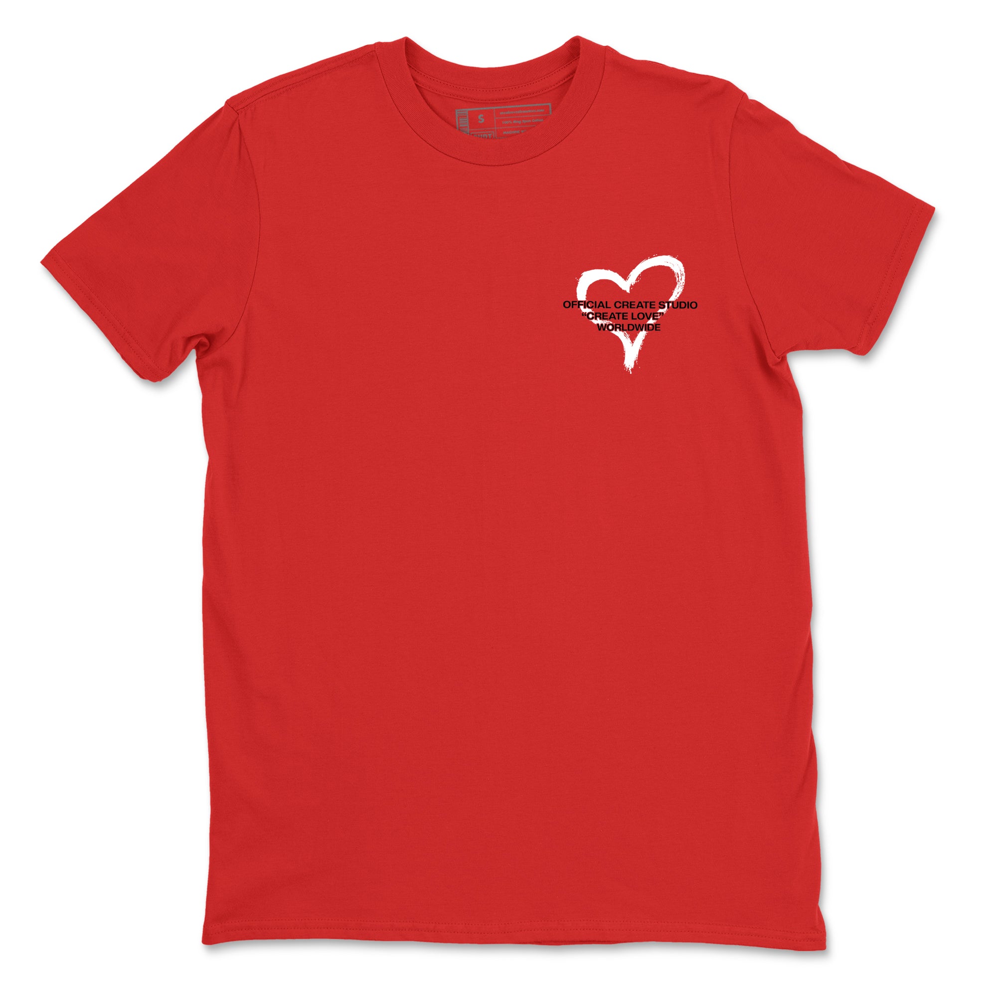 Create Love sneaker match t-shirt styled to complete your fit with the sneakers, shown in Red.