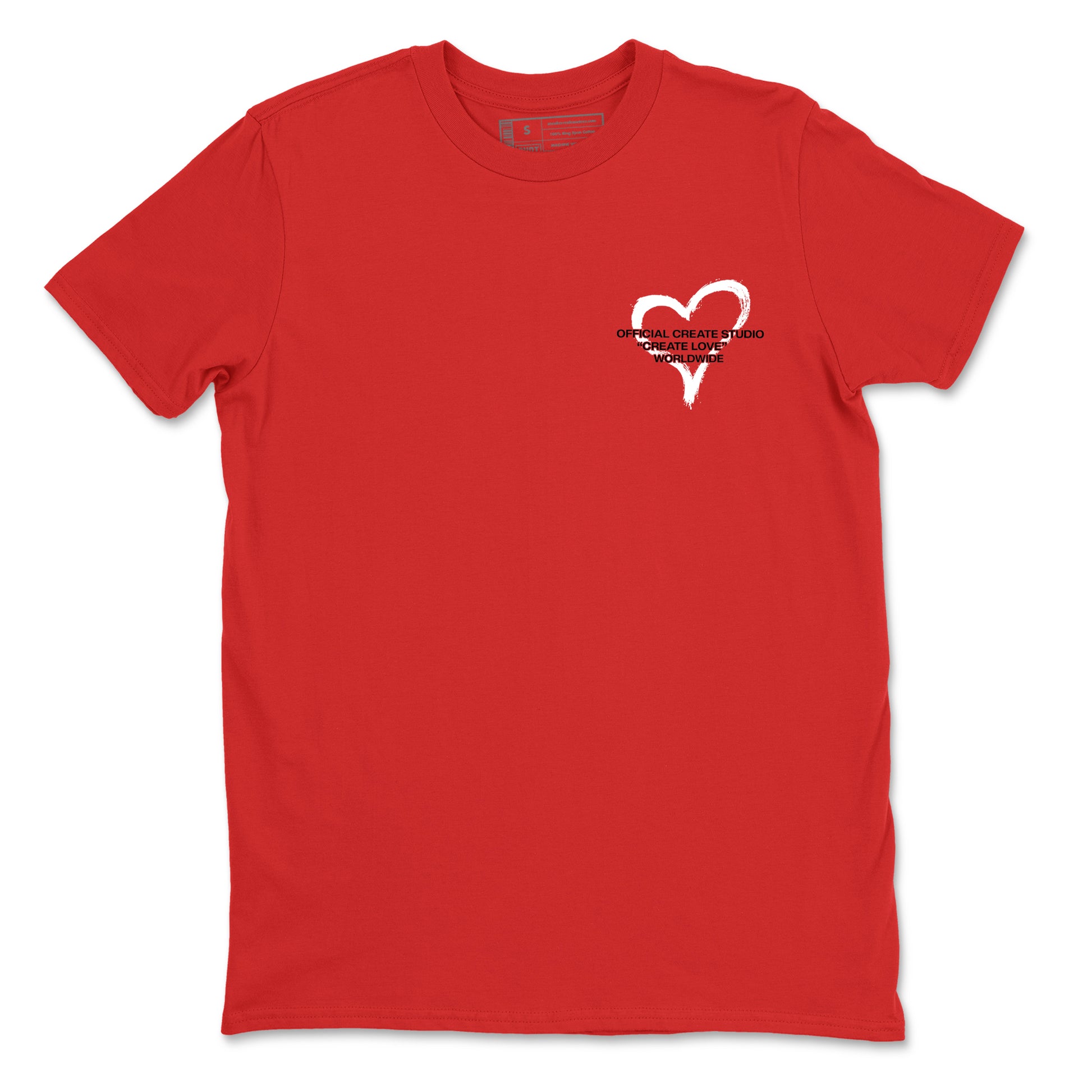 Create Love sneaker match t-shirt styled to complete your fit with the sneakers, shown in Red.