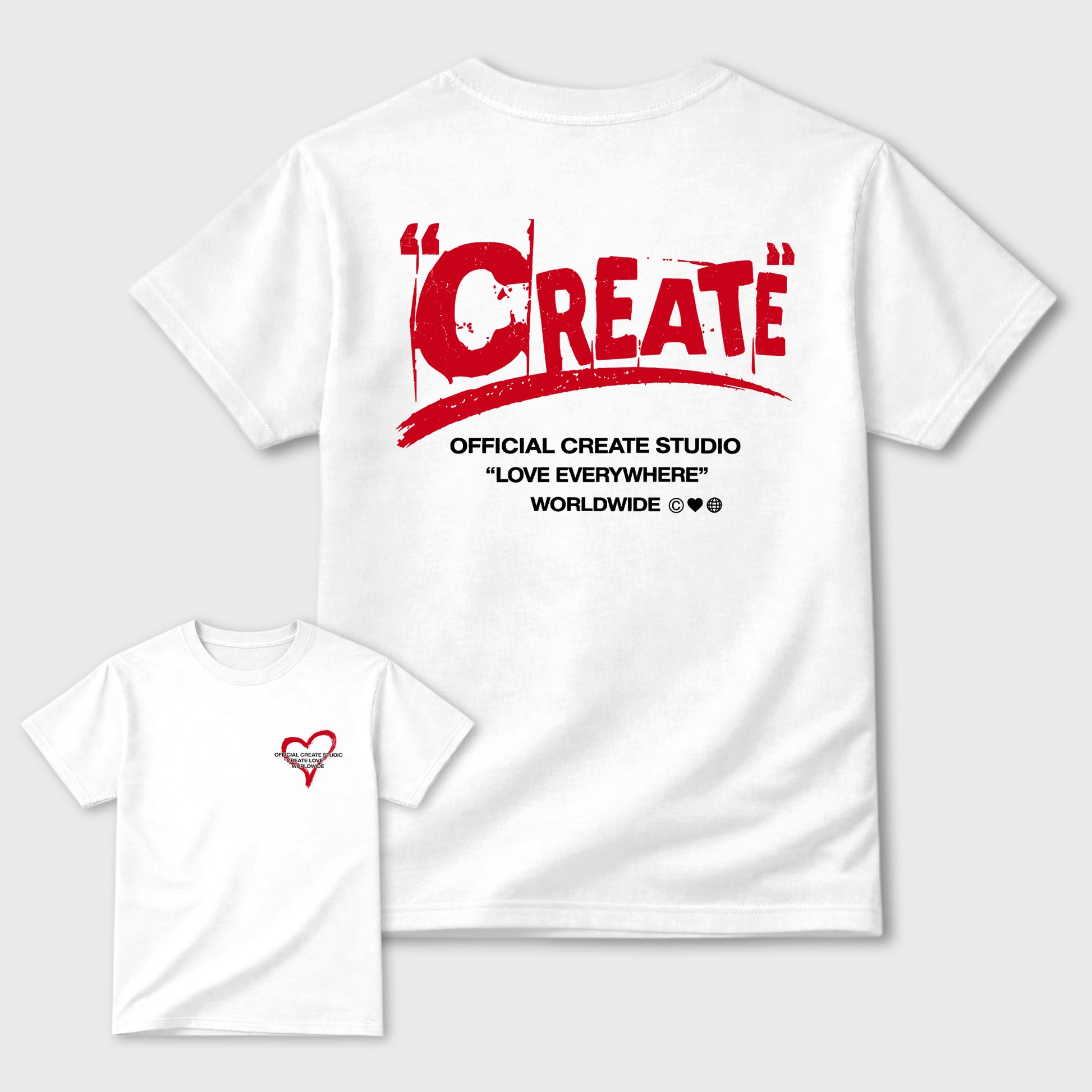 Create Love sneaker match t-shirt styled to complete your fit with the sneakers, shown in White.