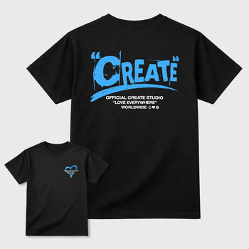 Create Love sneaker match t-shirt styled to complete your fit with the sneakers, front and Back Graphic Tee, shown in Black.