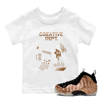 Air Foamposite One Metallic Copper shirts to match jordans Creative Dept sneaker match tees Foams One Metallic Copper match shoes to clothes SNRT Sneaker Tees Youth Baby White 1 tee