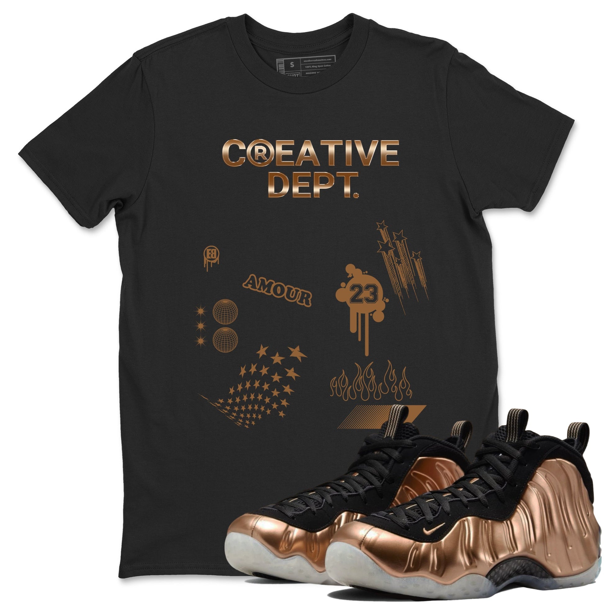 Air Foamposite One Metallic Copper shirts to match jordans Creative Dept sneaker match tees Foams One Metallic Copper match shoes to clothes SNRT Sneaker Tees unisex cotton Black 1 shirts