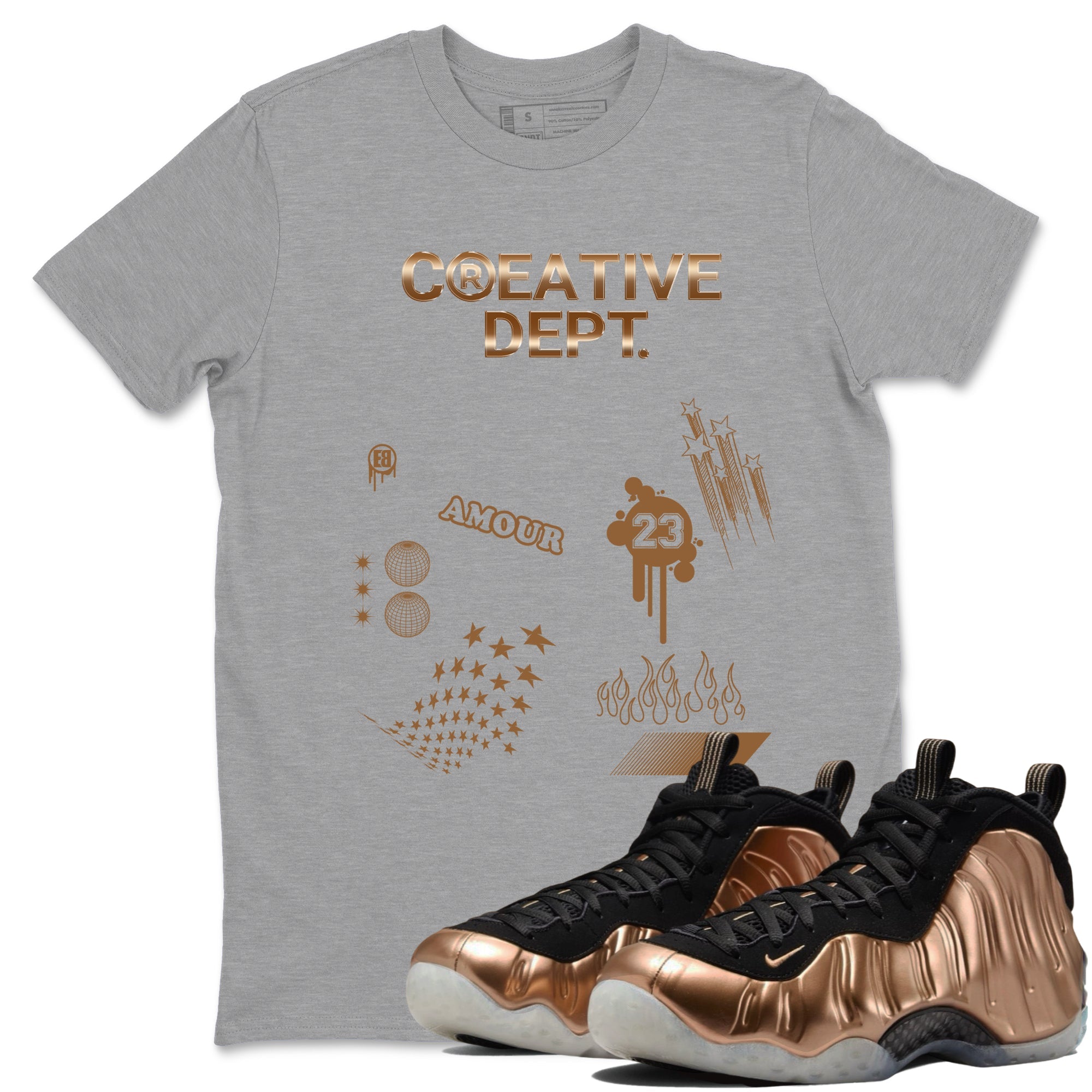 Air Foamposite One Metallic Copper shirts to match jordans Creative Dept sneaker match tees Foams One Metallic Copper match shoes to clothes SNRT Sneaker Tees unisex cotton Heather Grey 1 shirts