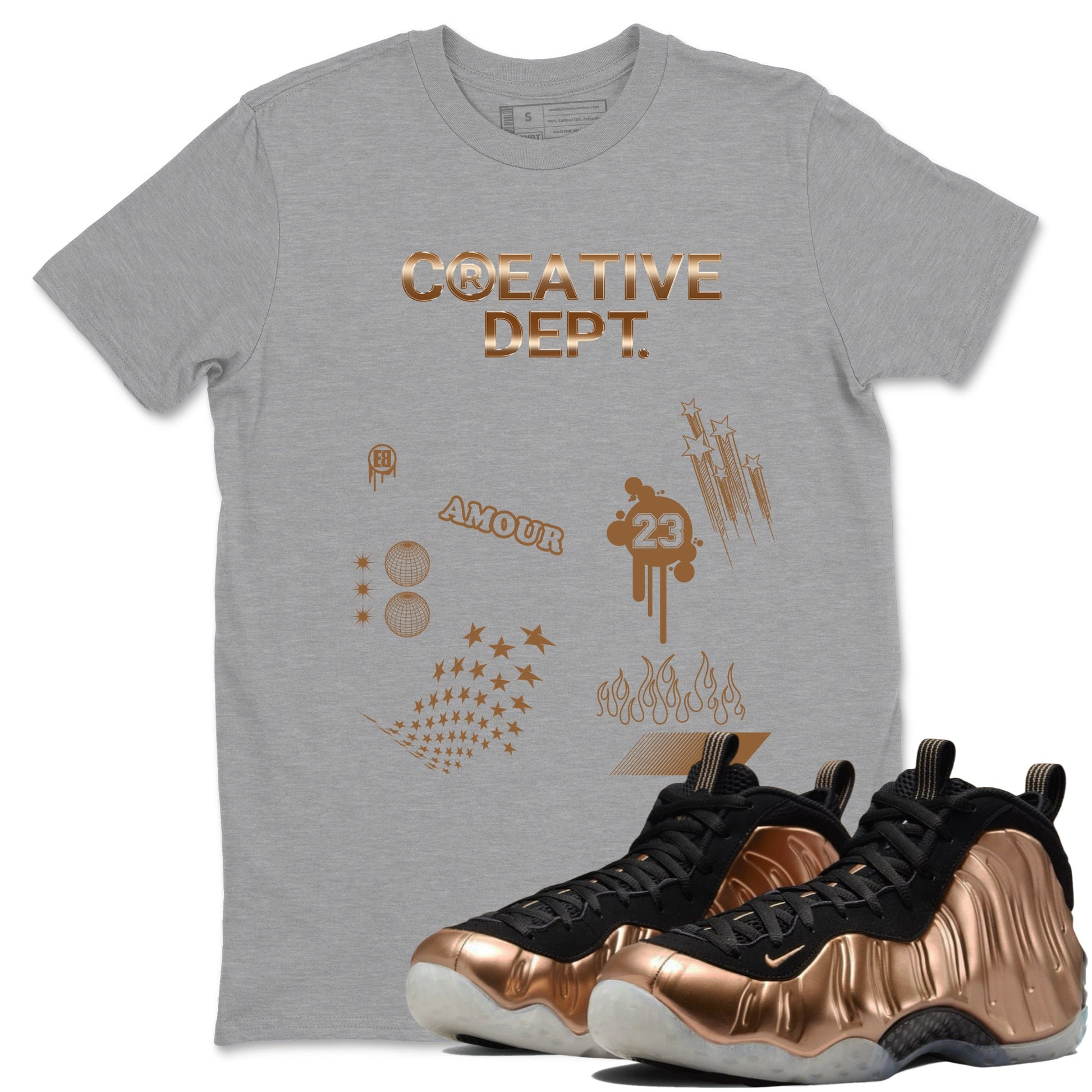 Air Foamposite One Metallic Copper shirts to match jordans Creative Dept sneaker match tees Foams One Metallic Copper match shoes to clothes SNRT Sneaker Tees unisex cotton Heather Grey 1 shirts