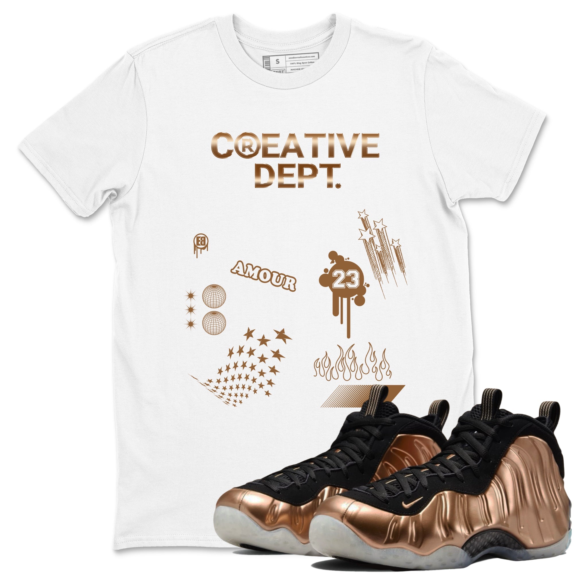 Air Foamposite One Metallic Copper shirts to match jordans Creative Dept sneaker match tees Foams One Metallic Copper match shoes to clothes SNRT Sneaker Tees unisex cotton White 1 shirts