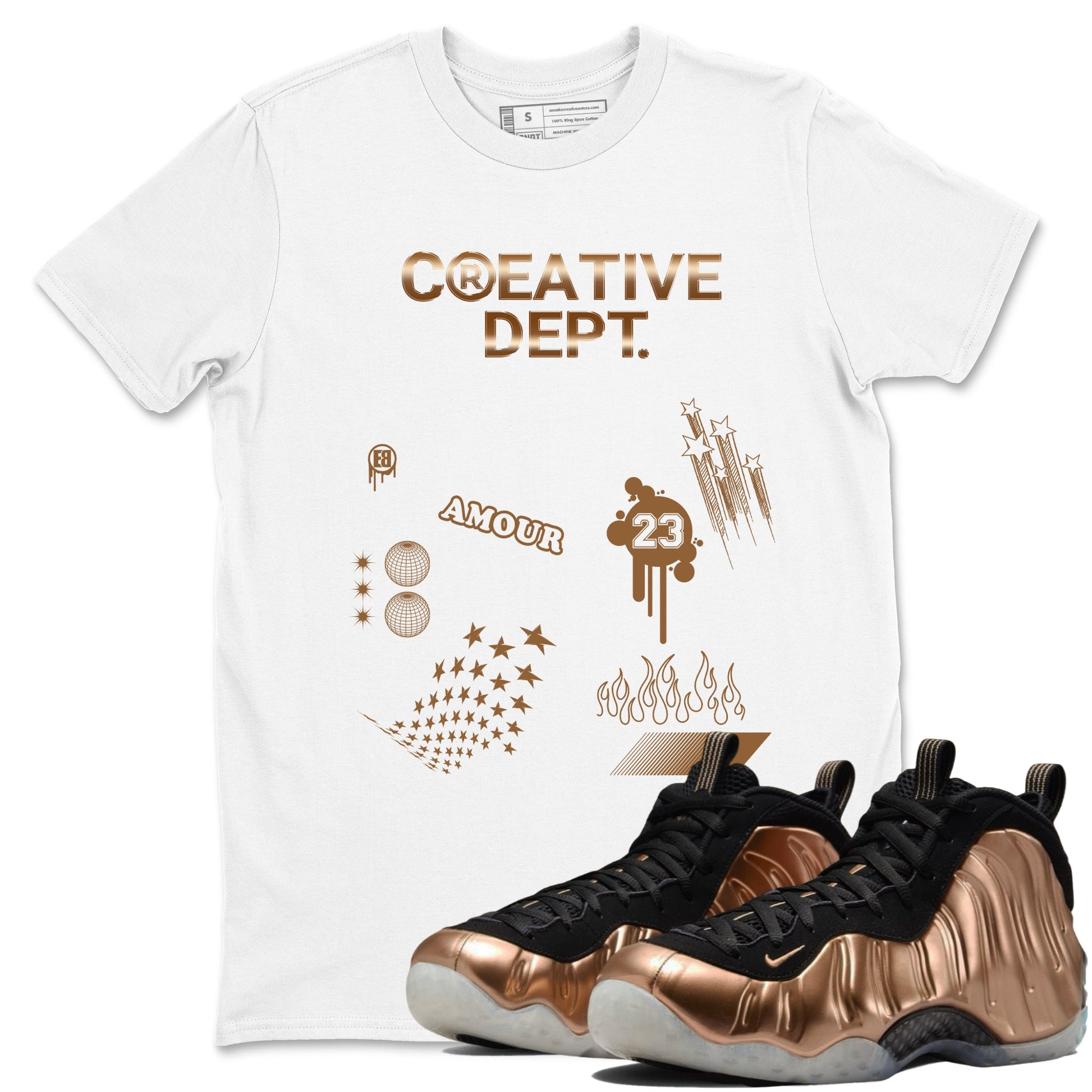 Air Foamposite One Metallic Copper shirts to match jordans Creative Dept sneaker match tees Foams One Metallic Copper match shoes to clothes SNRT Sneaker Tees unisex cotton White 1 shirts