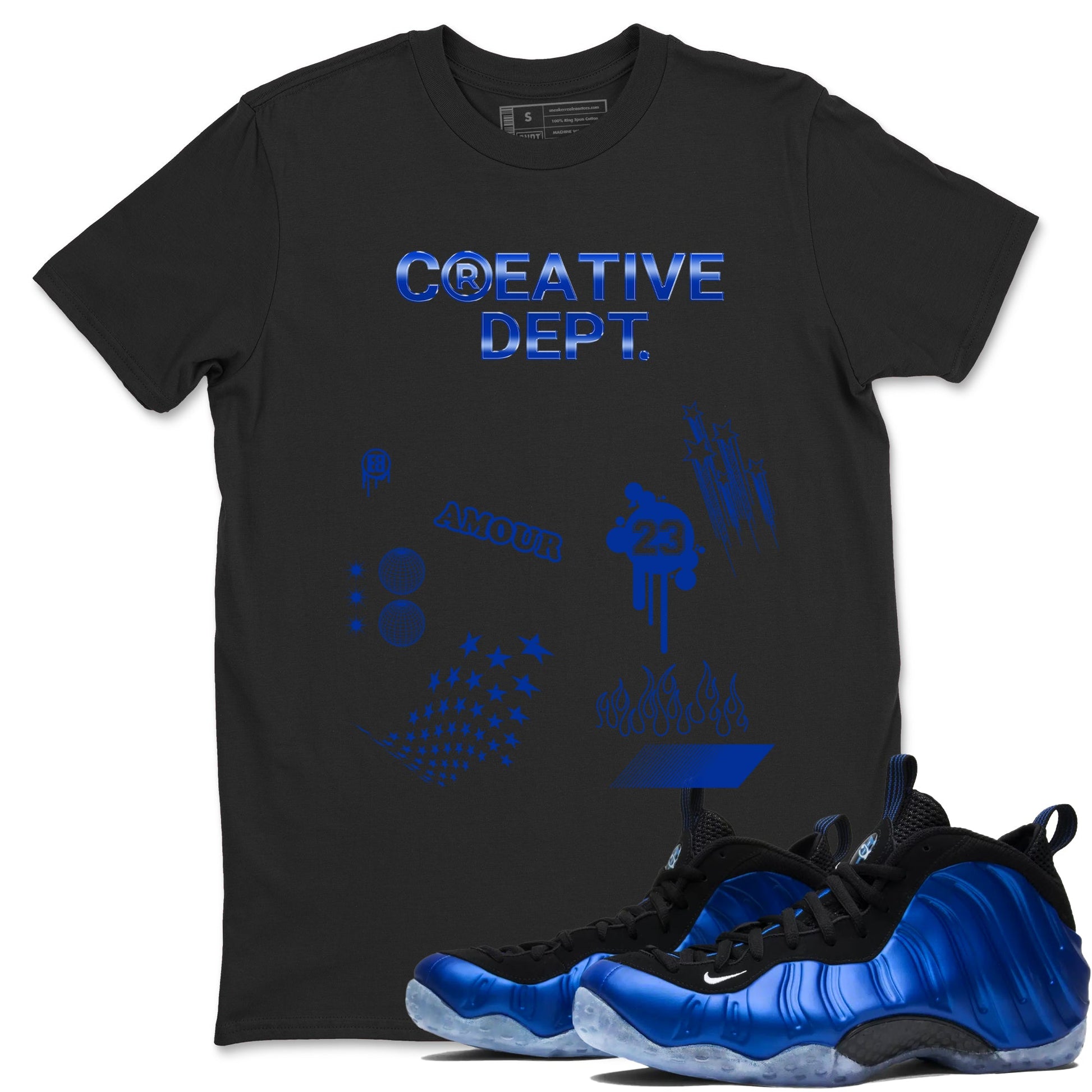 Air Foamposite One Royal shirts to match jordans Creative Dept sneaker match tees Foams One Royal match shoes to clothes SNRT Sneaker Tees unisex cotton Black 1 shirts