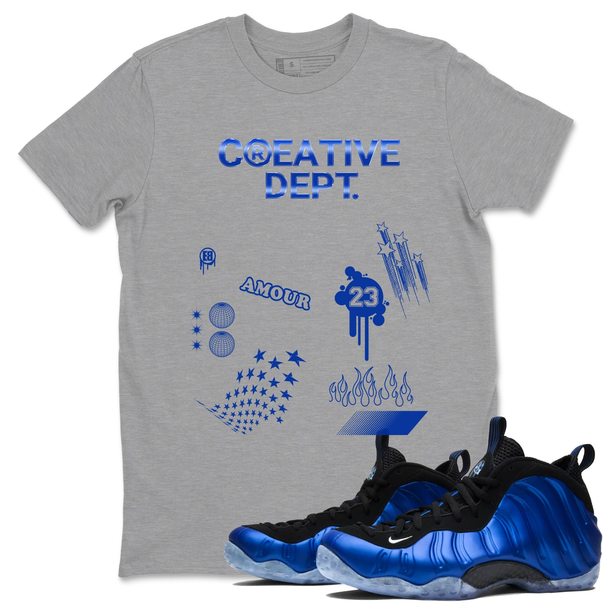 Air Foamposite One Royal shirts to match jordans Creative Dept sneaker match tees Foams One Royal match shoes to clothes SNRT Sneaker Tees unisex cotton Heather Grey 1 shirts