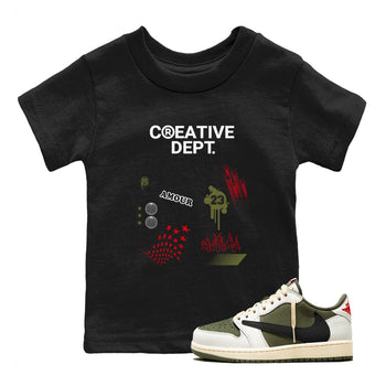 1s Travis Scott Medium Olive Shirts To Match Jordans Creative Dept sneaker match tees Air Jordan 1 Travis Scott Medium Olive Tee SNRT Sneaker Release Tees Youth Baby Black 1 crew neck shirts