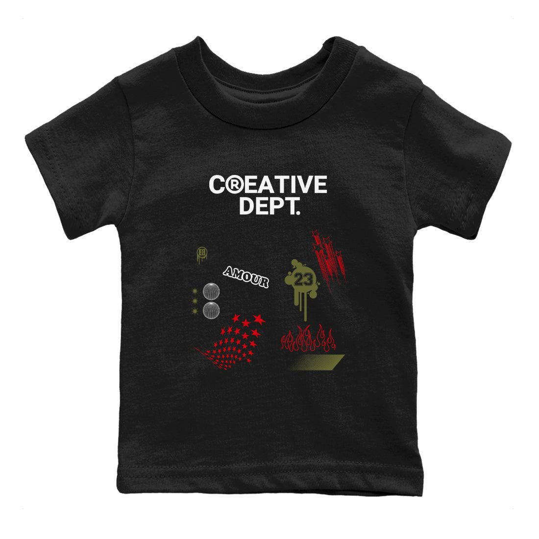 1s Travis Scott Medium Olive Shirts To Match Jordans Creative Dept sneaker match tees Air Jordan 1 Travis Scott Medium Olive Tee SNRT Sneaker Release Tees Youth Baby Black 2 crew neck shirts