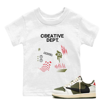 1s Travis Scott Medium Olive Shirts To Match Jordans Creative Dept sneaker match tees Air Jordan 1 Travis Scott Medium Olive Tee SNRT Sneaker Release Tees Youth Baby White 1 crew neck shirts