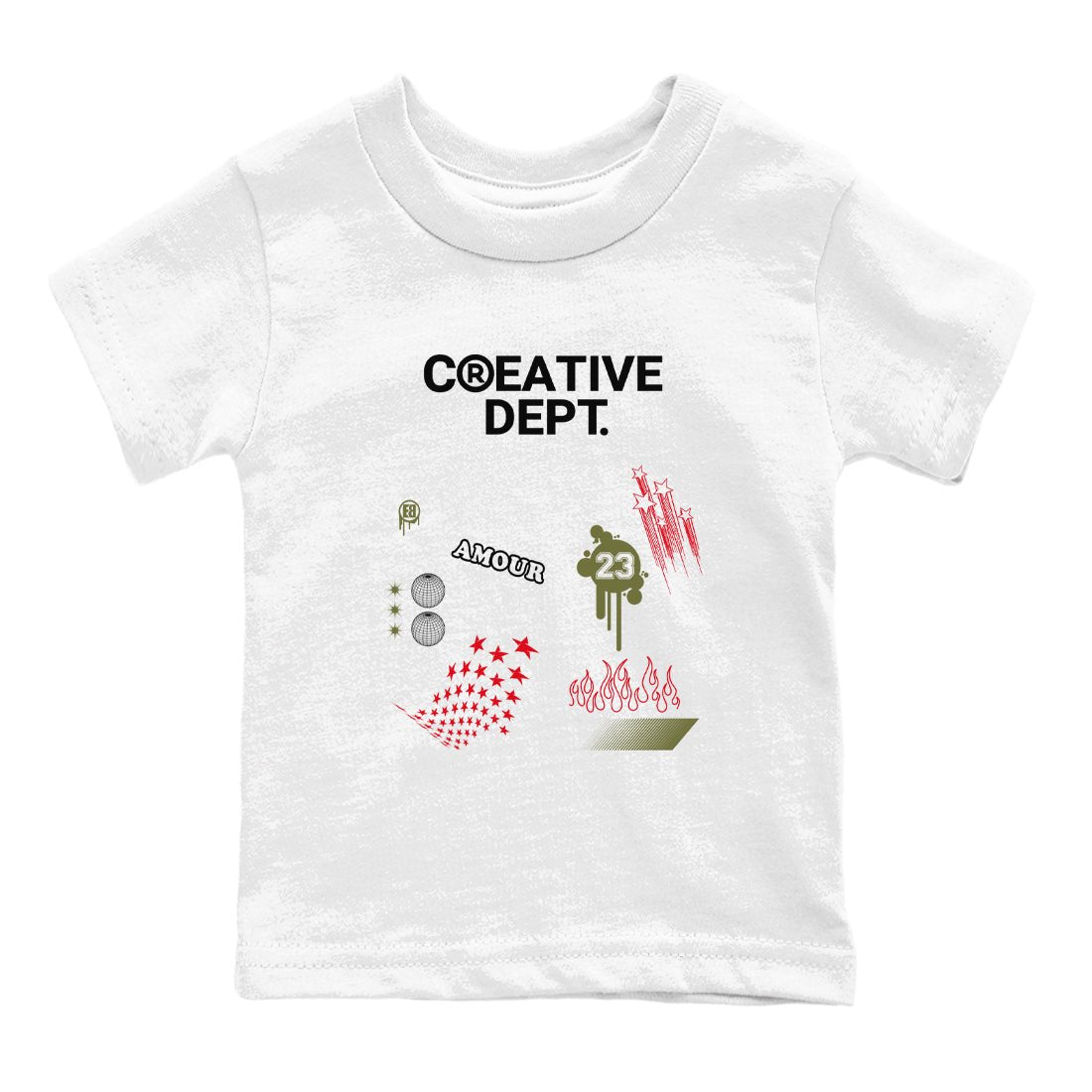 1s Travis Scott Medium Olive Shirts To Match Jordans Creative Dept sneaker match tees Air Jordan 1 Travis Scott Medium Olive Tee SNRT Sneaker Release Tees Youth Baby White 2 crew neck shirts