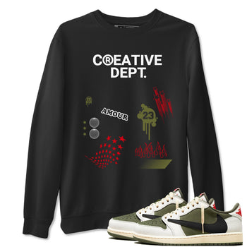 1s Travis Scott Medium Olive Shirts To Match Jordans Creative Dept sneaker match tees Air Jordan 1 Travis Scott Medium Olive Tee SNRT Sneaker Release Tees unisex cotton Black 1 crew neck shirts